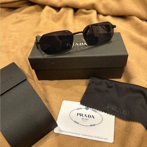 Prada Black triangle logo Rectangular Sunglasses